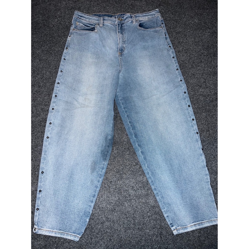 INC International Concepts Studded Mom Jeans Light Wash Blue Size 12/31